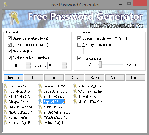 Click to view Mar Password Generator 1.28 screenshot